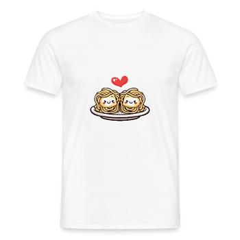 Nudeln Pasta Paar Liebe Herz Lustig - Männer T-Shirt - Weiß - Vorne - AI Model Male 178 dark (178cm)