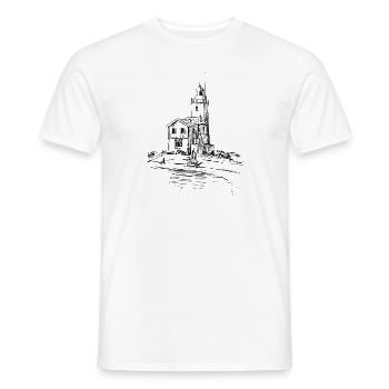 Sketch phare sur la côte de la plage - T-shirt homme - blanc - Devant - AI Model Male 178 dark (178cm)