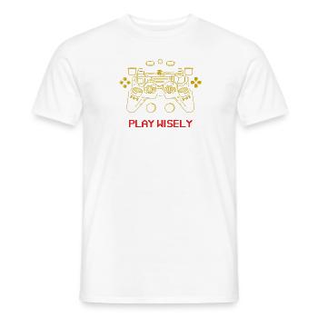 Gaming Controller Play Wisely Game Play - Männer T-Shirt - Weiß - Vorne - AI Model Male 178 dark (178cm)