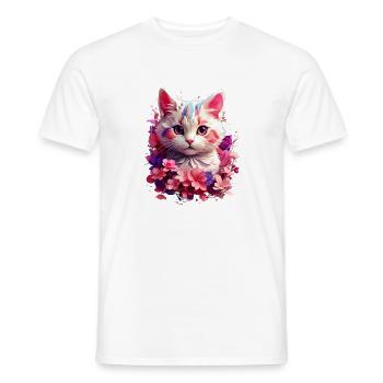 Cat Cat V1 24 04 - Men's T-Shirt - white - Front - AI Model Male 178 dark (178cm)