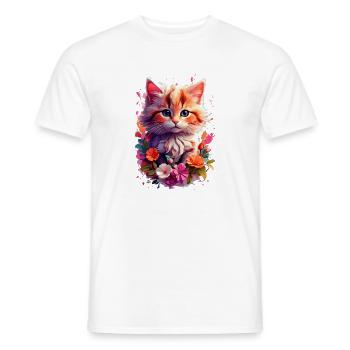 Cat Cat V1 24 05 - Men's T-Shirt - white - Front - AI Model Male 178 dark (178cm)