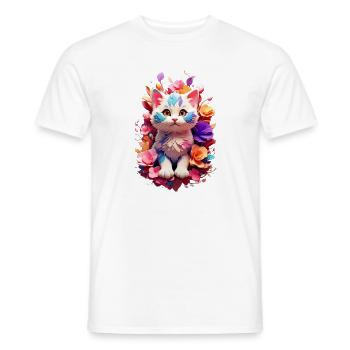 Cat Cat V1 24 18 - Men's T-Shirt - white - Front - AI Model Male 178 dark (178cm)