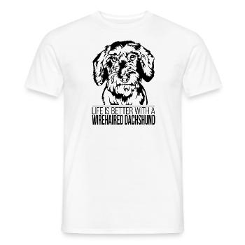 Wirehaired Dachshund life is better Dogs Wilsigns - Men's T-Shirt - white - Front - AI Model Male 178 dark (178cm)