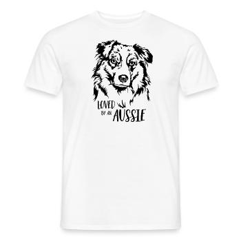Australian Shepherd loved by an Aussie Wilsigns - Men's T-Shirt - white - Front - AI Model Male 178 dark (178cm)