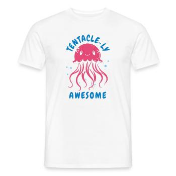 Tenacle-ly Awesome - Méduse avec tentacules - T-shirt homme - blanc - Devant - AI Model Male 178 dark (178cm)