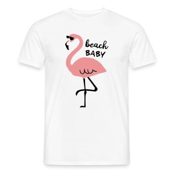 Flamingo mit Sonnenbrille und Spruch beach Baby - Männer T-Shirt - Weiß - Vorne - AI Model Male 178 dark (178cm)
