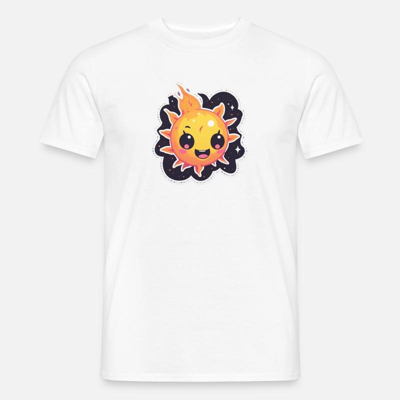 Boule de feu heureuse et dure dans l’espace - T-shirt homme - blanc