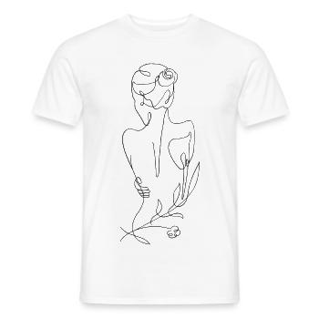 Woman T-shirt motif, print design - Men's T-Shirt - white - Front - AI Model Male 178 dark (178cm)