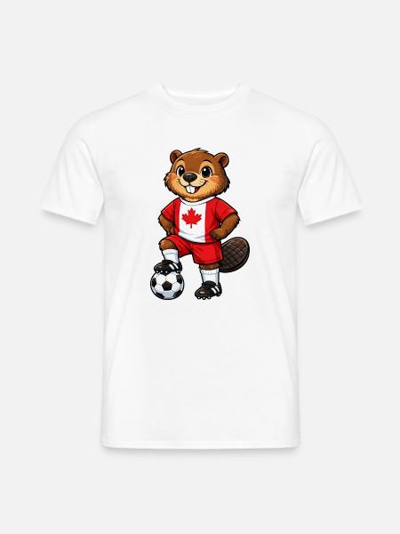 Fußball Biber Kanada Fan Kanadische Flagge - Männer T-Shirt - Weiß