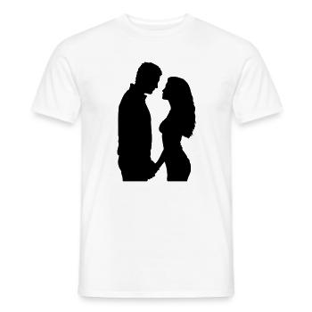 Couple Silhouette Amour Romance Petit ami de la Saint-Valentin - T-shirt homme - blanc - Devant - AI Model Male 178 dark (178cm)