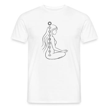 Chakra Yoga Meditation - Spiritual Lotus Woman - Men's T-Shirt - white - Front - AI Model Male 178 dark (178cm)
