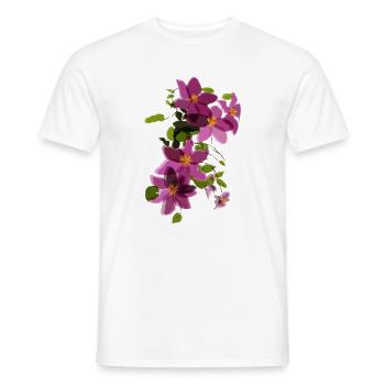 Clématites violettes – Illustration florale - T-shirt homme - blanc - Devant - AI Model Male 178 dark (178cm)