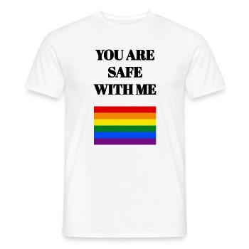 Stolze Verbündete, Regenbogenflagge, du bist bei mir sicher - Männer T-Shirt - Weiß - Vorne - AI Model Male 178 dark (178cm)