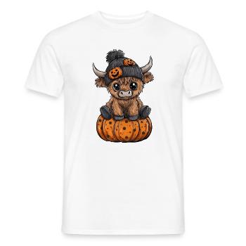 Kürbis-Kuh im Halloween-Look - Männer T-Shirt - Weiß - Vorne - AI Model Male 178 dark (178cm)