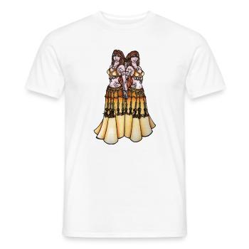 Zwillings-Bauchtänzer-Duo im Sonnenuntergang - Männer T-Shirt - Weiß - Vorne - AI Model Male 178 dark (178cm)