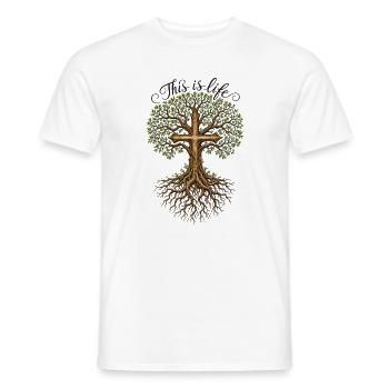 Religion Baum Kreuz Spruch - Männer T-Shirt - Weiß - Vorne - AI Model Male 178 dark (178cm)
