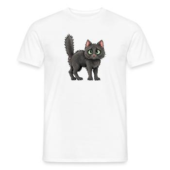Flauschige Katze mit großen grünen Augen - Männer T-Shirt - Weiß - Vorne - AI Model Male 178 dark (178cm)