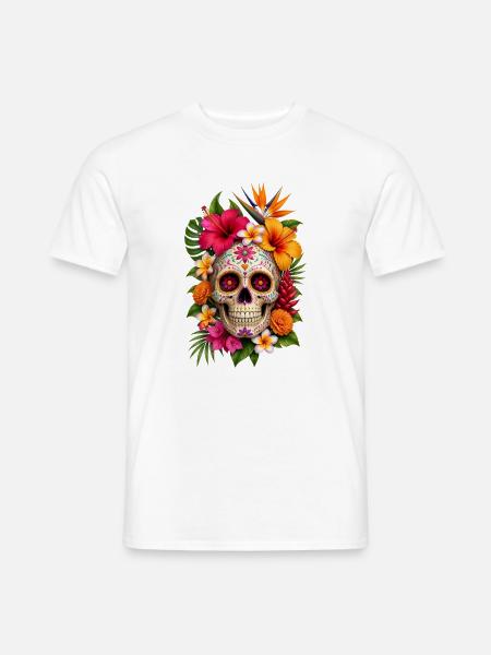 Halloween Sugar Skull Sugarskull  - Männer T-Shirt - Weiß