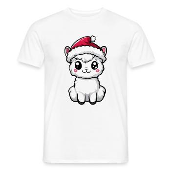 Alpaca Llama Christmas Cute - Men's T-Shirt - white - Front - AI Model Male 178 dark (178cm)