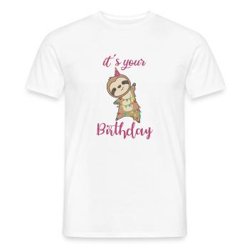 happy birthday wishes to you Faultier süß - Männer T-Shirt - Weiß - Vorne - AI Model Male 178 dark (178cm)