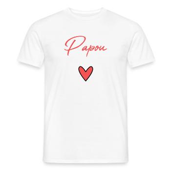 PAPOU. PAPA. FÊTE DES PÈRES. BONNE FÊTE PAPA - T-shirt homme - blanc - Devant - AI Model Male 178 dark (178cm)