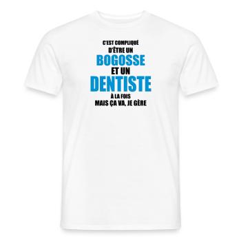 c'est compliqué d'être un bogosse et un dentiste - T-shirt homme - blanc - Devant - AI Model Male 178 dark (178cm)