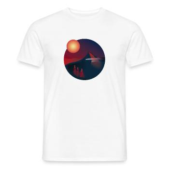 Coucher de soleil Paysage de montagne dans une marine / Red Circle - T-shirt homme - blanc - Devant - AI Model Male 178 dark (178cm)