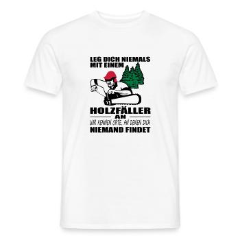 Holzfäller mit Motorsäge - Männer T-Shirt - Weiß - Vorne - AI Model Male 178 dark (178cm)