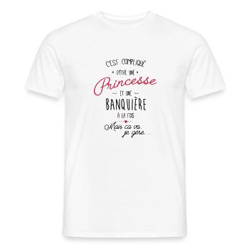 princesse et banquiere - T-shirt homme - blanc - Devant - AI Model Male 178 dark (178cm)
