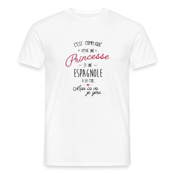 princesse et espagnole - T-shirt homme - blanc - Devant - AI Model Male 178 dark (178cm)