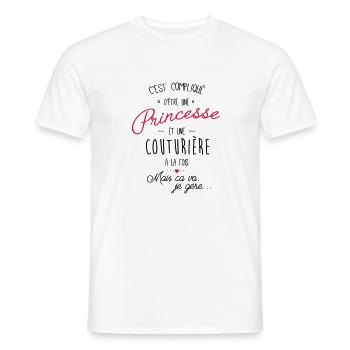 princesse et couturière - T-shirt homme - blanc - Devant - AI Model Male 178 dark (178cm)