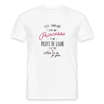 Princesse et Pilote de ligne - T-shirt homme - blanc - Devant - AI Model Male 178 dark (178cm)