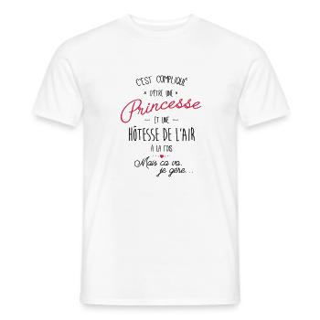 princesse et Hôtesse de l'air - T-shirt homme - blanc - Devant - AI Model Male 178 dark (178cm)