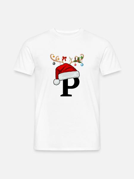 Buchstabe P Weihnachtsmütze - Männer T-Shirt - Weiß