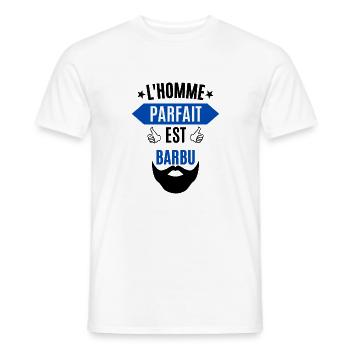 Barbu l' homme parfait est barbu humour barbe - T-shirt homme - blanc - Devant - AI Model Male 178 dark (178cm)