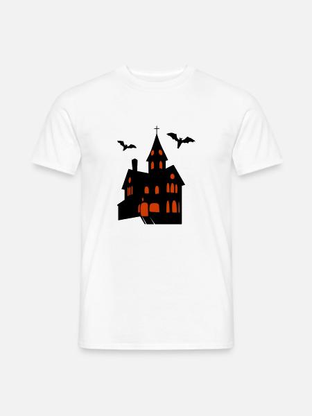Spooky Castle with Bats Halloween - Men's T-Shirt - white