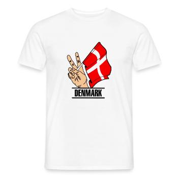 Flag Denmark peace sign text DENMARK - Men's T-Shirt - white - Front - AI Model Male 178 dark (178cm)