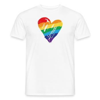 Rainbow Heart - Regenbogen Herz - LGBTIQ Gay Pride - Männer T-Shirt - Weiß - Vorne - AI Model Male 178 dark (178cm)