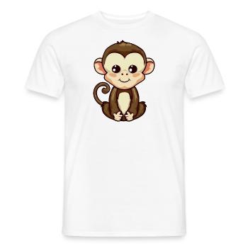 Singe assis, méditant et relaxant - T-shirt homme - blanc - Devant - AI Model Male 178 dark (178cm)