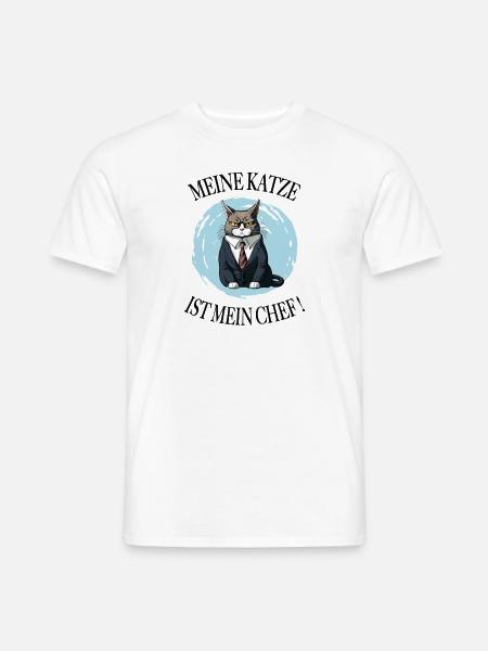 katze lustig - Männer T-Shirt - Weiß