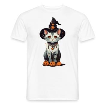 Hexen Katze Halloween Magie Cartoon - Männer T-Shirt - Weiß - Vorne - AI Model Male 178 dark (178cm)