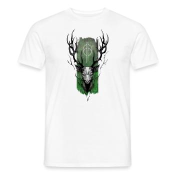 Noble Antlers: Majestic Deer - Men's T-Shirt - white - Front - AI Model Male 178 dark (178cm)