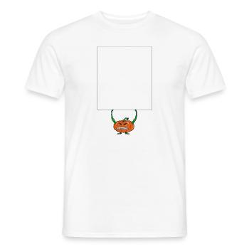 Lustiger Kürbis mit Schild für Ihren Text - Männer T-Shirt - Weiß - Vorne - AI Model Male 178 dark (178cm)