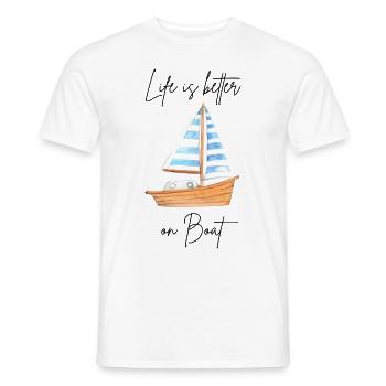 Life is better on BOAT - Männer T-Shirt - Weiß - Vorne - AI Model Male 178 dark (178cm)