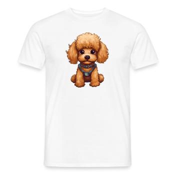 Doux bébé caniche chien - T-shirt homme - blanc - Devant - AI Model Male 178 dark (178cm)