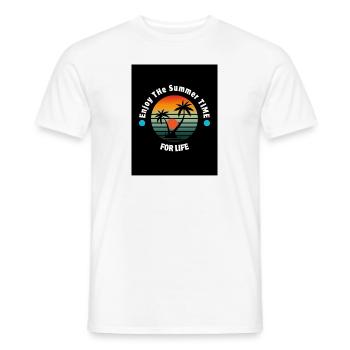 Black and White Typography T Shirt - T-shirt homme - blanc - Devant - AI Model Male 178 dark (178cm)