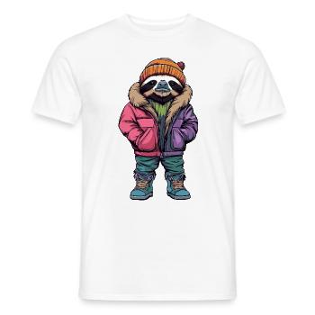 Faultier Lustig Winter - Männer T-Shirt - Weiß - Vorne - AI Model Male 178 dark (178cm)