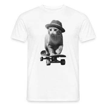 Skateboarder Hipster Katze - Männer T-Shirt - Weiß - Vorne - AI Model Male 178 dark (178cm)