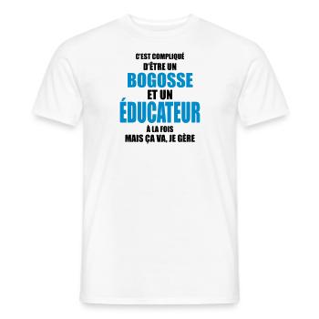compliqué d'être un bogosse et un éducateur - T-shirt homme - blanc - Devant - AI Model Male 178 dark (178cm)