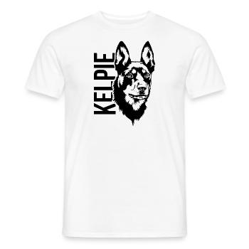 Australien KELPIE Herding Dog Portrait Portrait de chien Portrait - T-shirt homme - blanc - Devant - AI Model Male 178 dark (178cm)